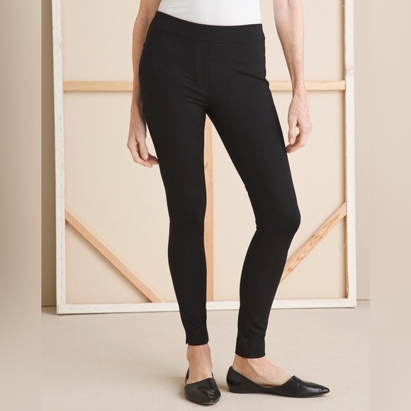 Chicos Womens Tailored Ponte Legging Sz 1 8 10 Black Minimalist Capsule Wardrobe - Picture 1 of 7